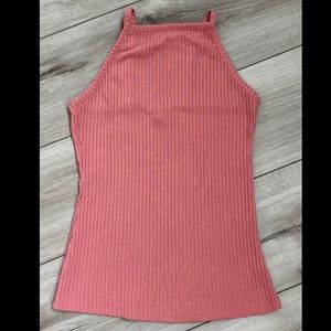 Rue 21 ribbed high neck tank top in blush, small